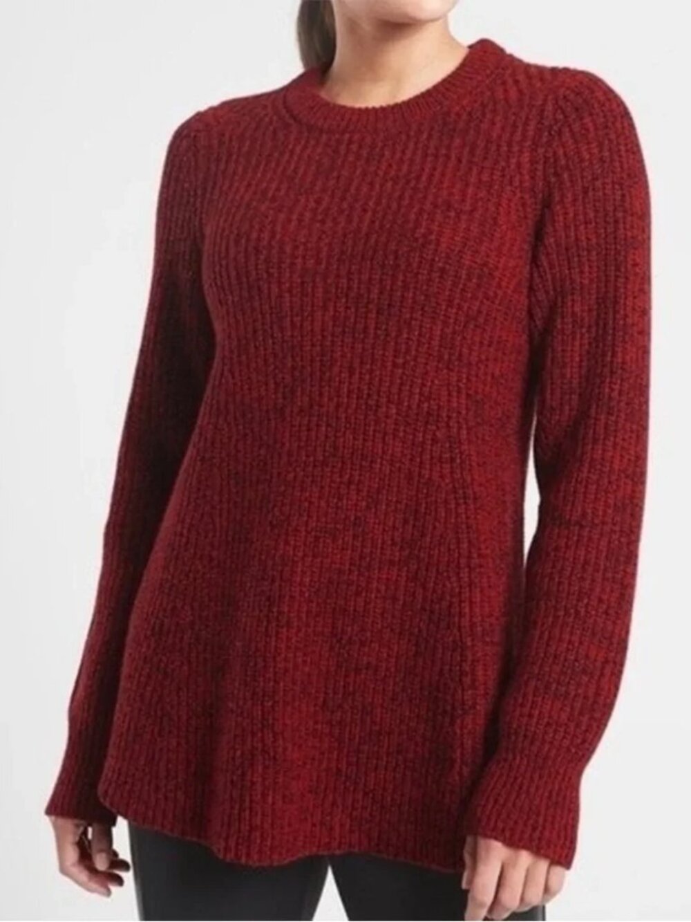 Athleta Sierra Crew Neck Chunky Knit Wool Blend Sweater